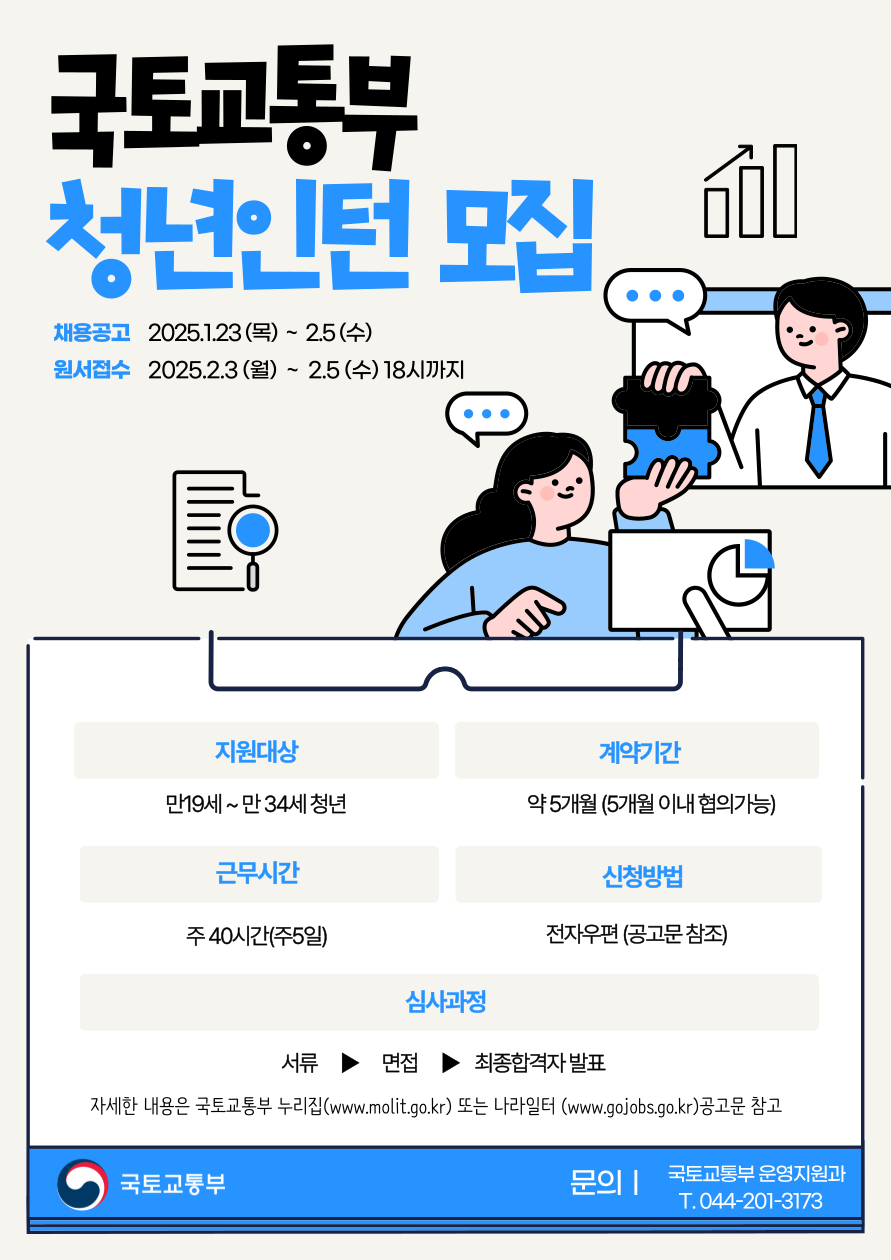 2025년도 국토교통부 청년인턴 채용 공고